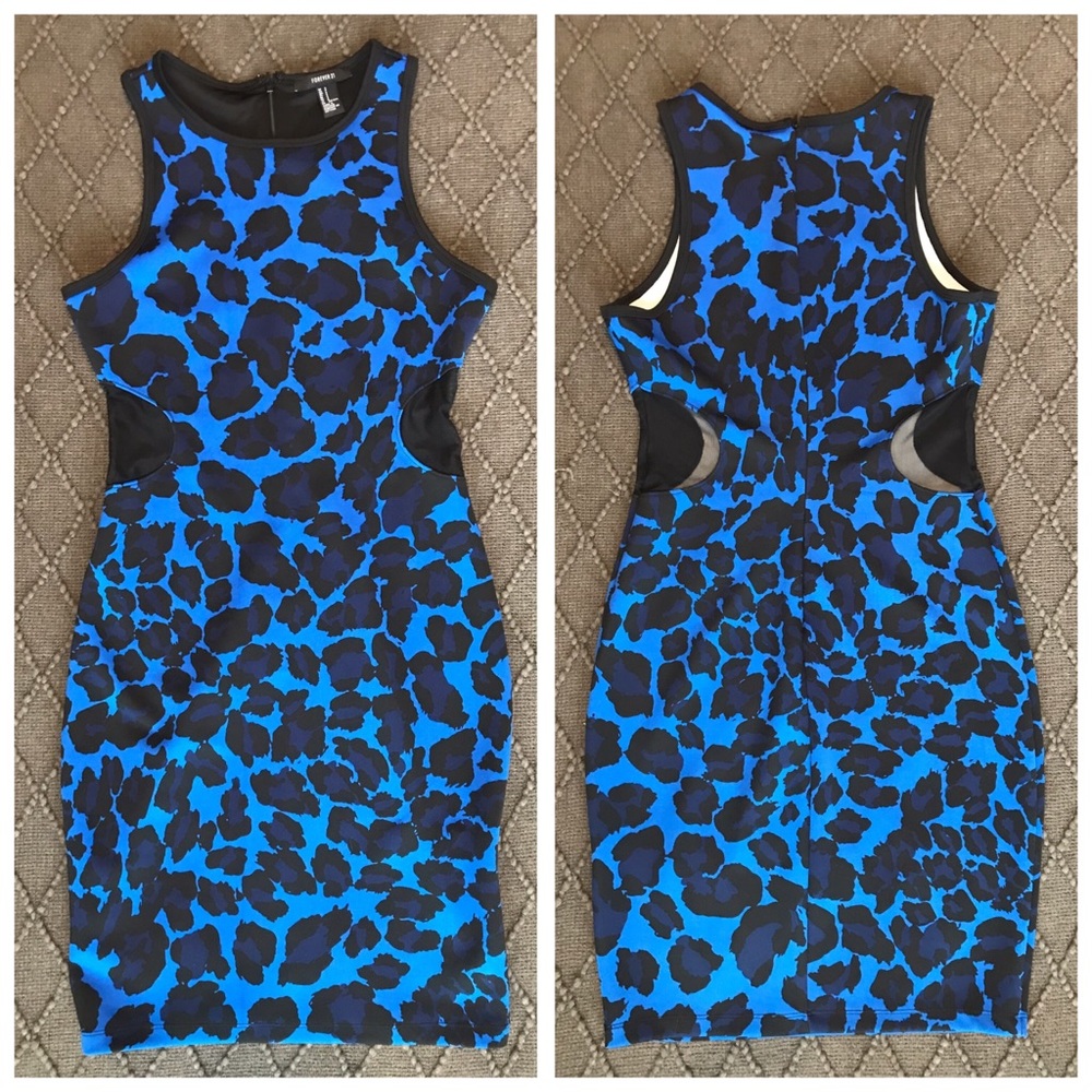 Forever 21 Blue/Black Leopard Print Dress